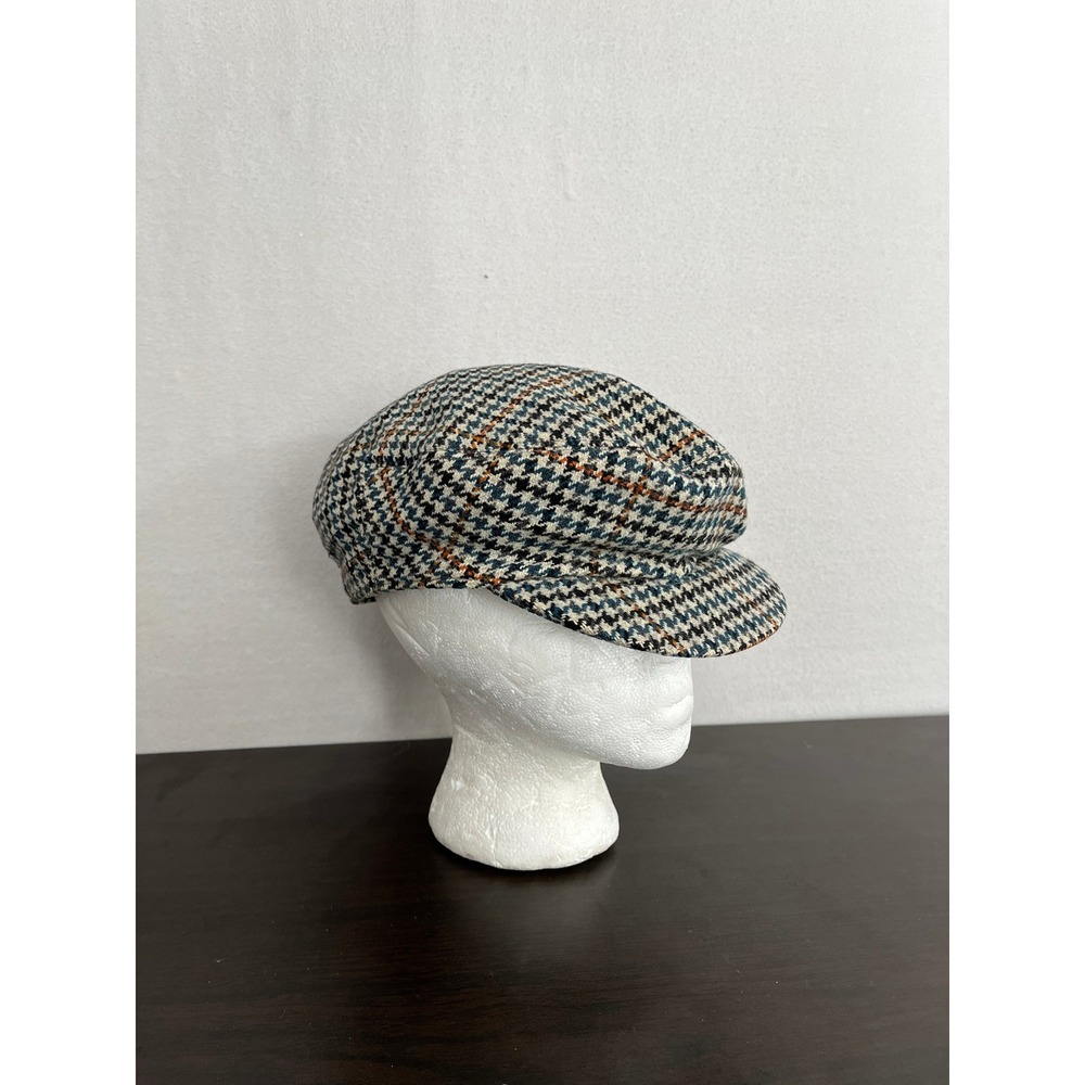 Ryder & Amies Cambridge England Wool Houndstooth Newsboy Cap Hat Size 7 3/4